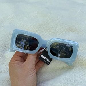 NWT Blue Sunglasses Square frames colorful baby blue fantas-eyes glasses